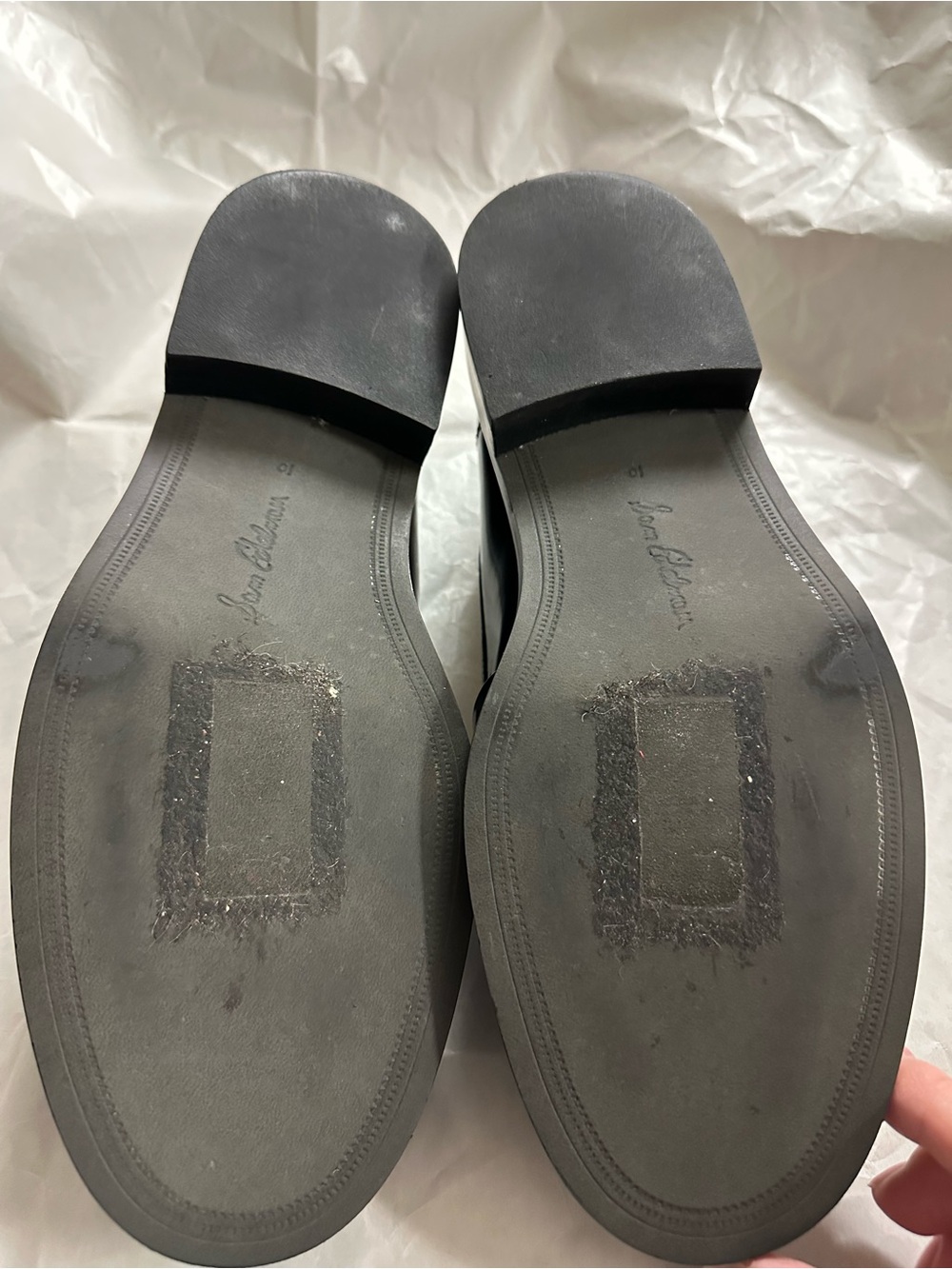 EUC Sam Edelman Black Patent Christy Loafers with Two-Tone Chain Detail Size 10M - Picture 5 of 15